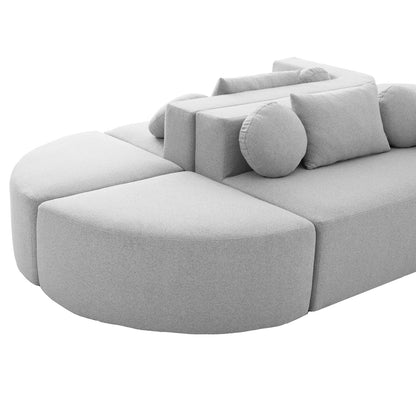 U-Shaped Grey Sectional Sofa - 6 Seat Family Living Room