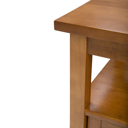 Light Brown Wood End Table - 20" Wide Storage for Living Room