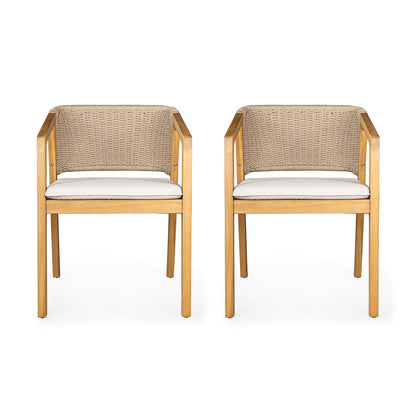 Light Teak Acacia Wood Dining Chair Set of 2 - Patio Seating