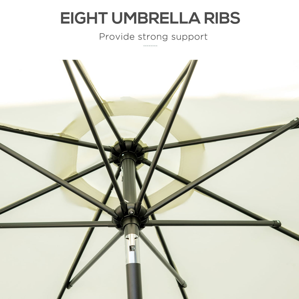 Outsunny 9ft Cream White Patio Umbrella - Ruffled Market Shade