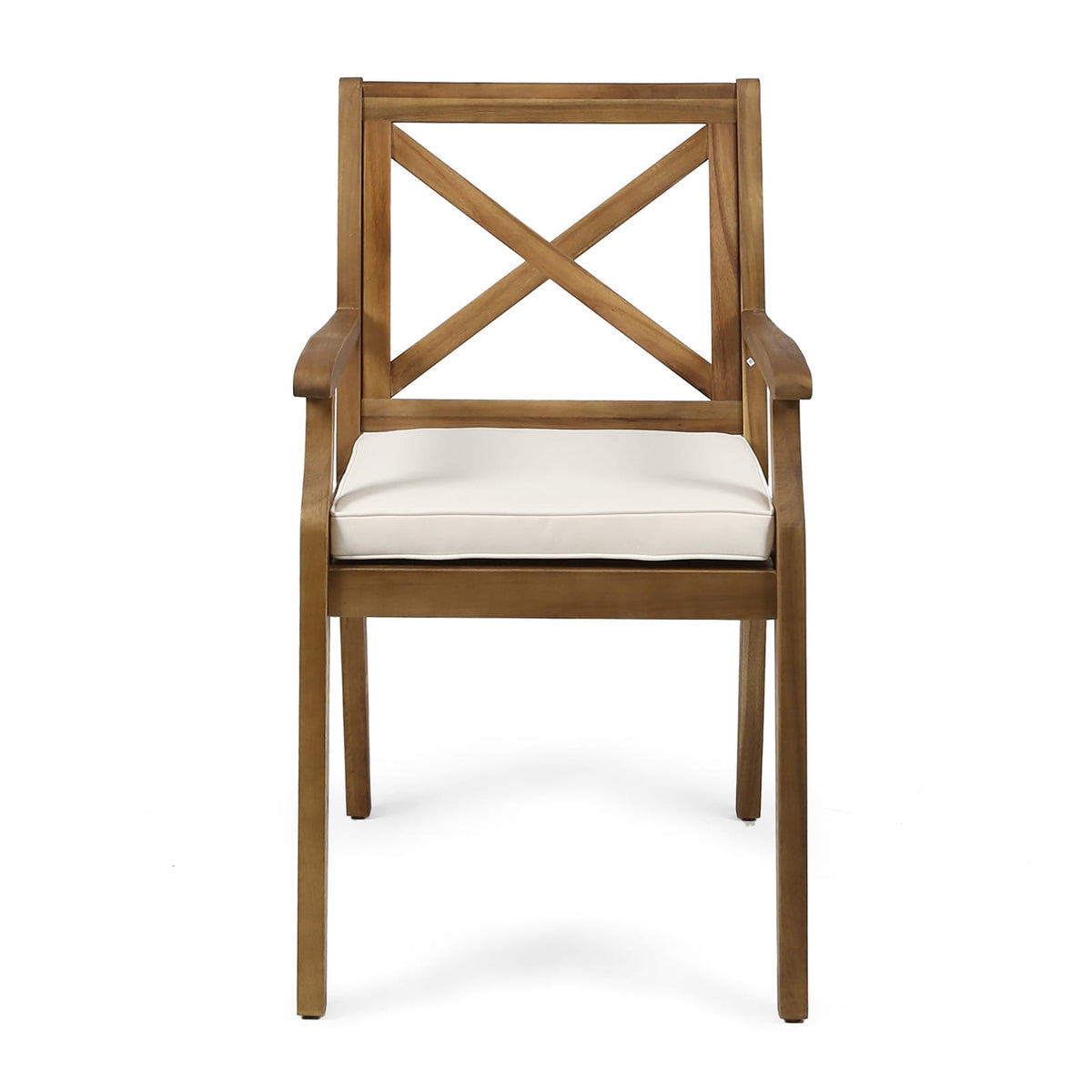 Perla Dining Chairs, 2-Piece Set with Cream Cushions - Acacia Wood & Polyester