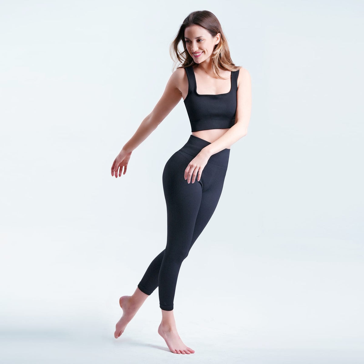 Black Nylon Mesh Sports Bra - High Support Workout Bra