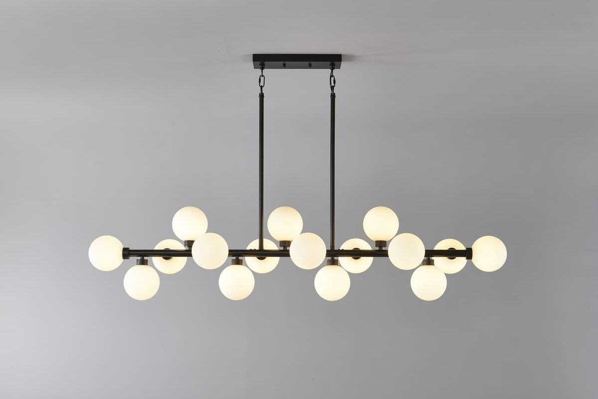 16-Light Farmhouse Chandelier - Matte Black Metal Pendant Light