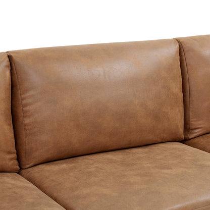 Brown Faux Leather Armchair - 30" Square for Living Room