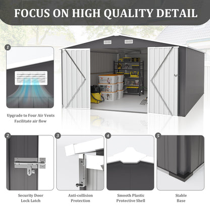 10x14 Campcraft Outdoor Storage Shed - Dark Gray Metal