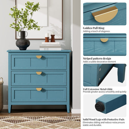 Blue MDF 3 Drawer Cabinet - Bedroom Storage