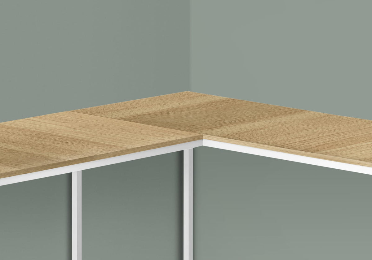 Compact L-Shaped Desk for Home Office Workspace, Natural Finish