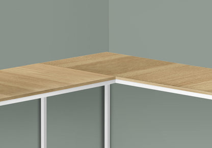 Compact L-Shaped Desk for Home Office Workspace, Natural Finish
