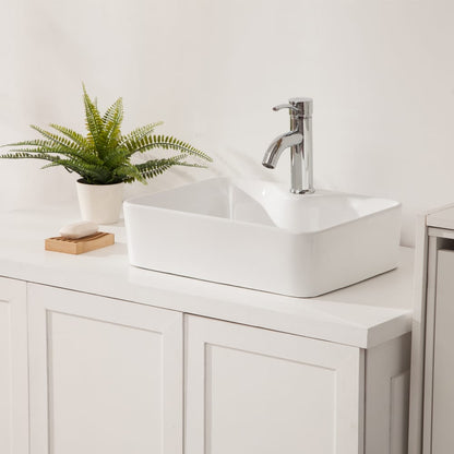 19"x15" White Ceramic Rectangular Vessel Bathroom Sink - Stain Resistant