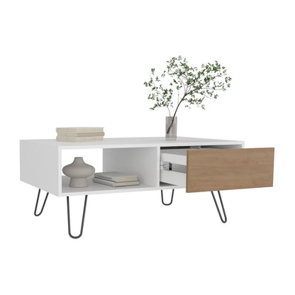 39" Wide Rectangular Coffee Table with Drawer & Shelf - Multi Color for Living Room