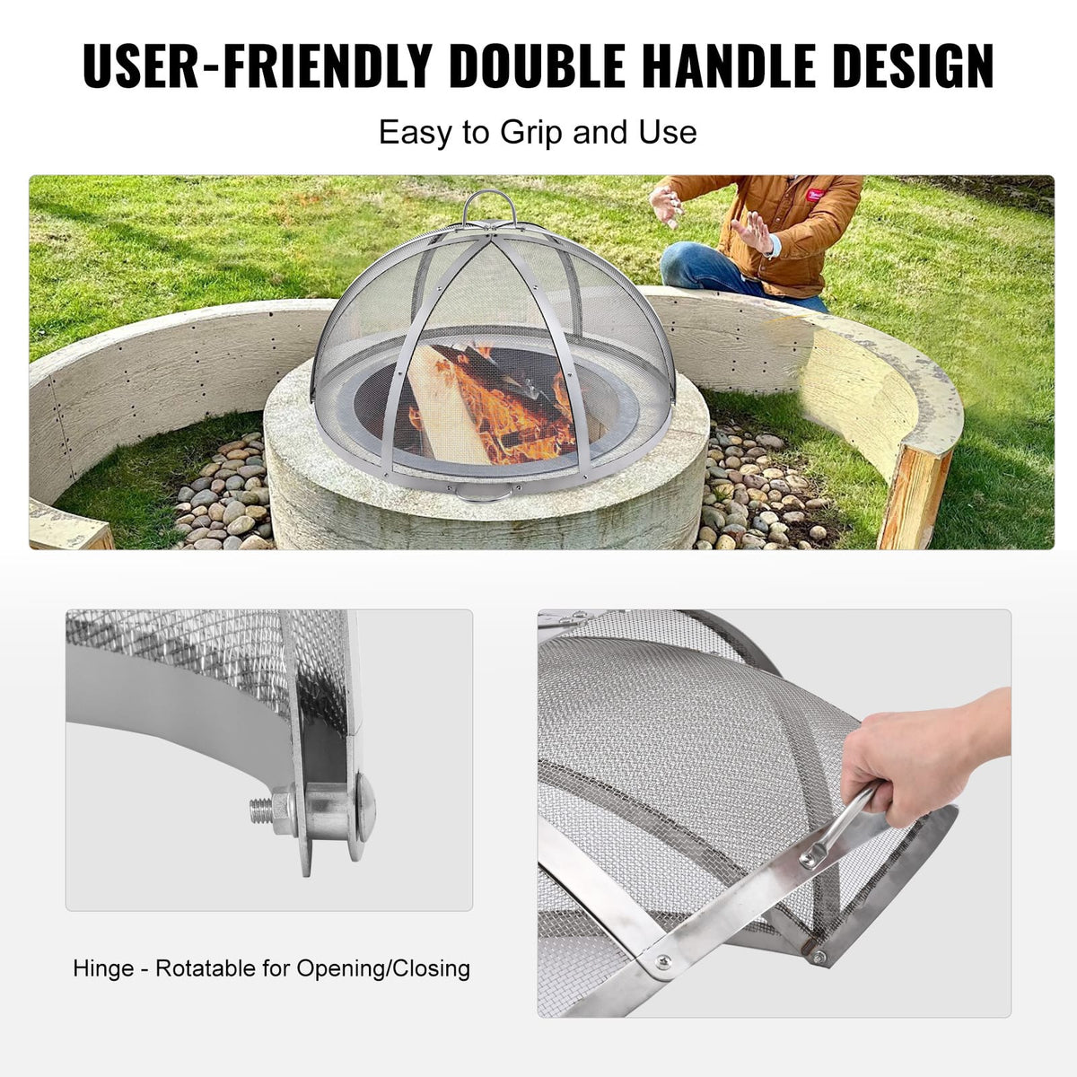 Stainless Steel Fire Pit Cover for Outdoor Patio Safety