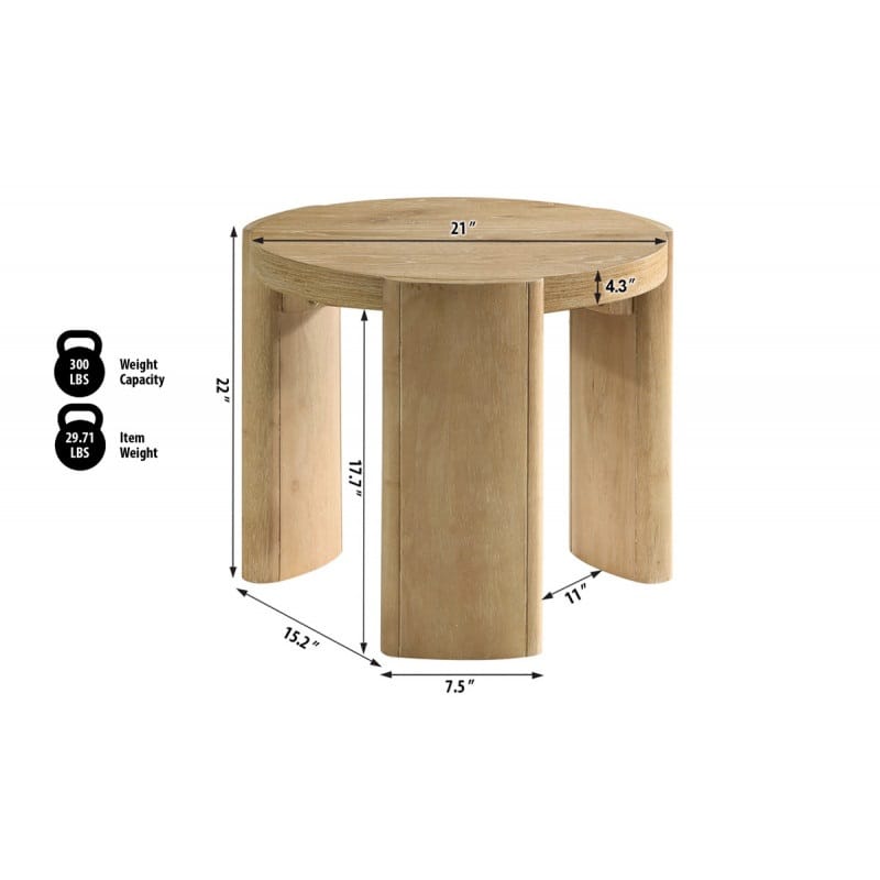 Driftwood Round End Table - 21 Inch Coffee Table