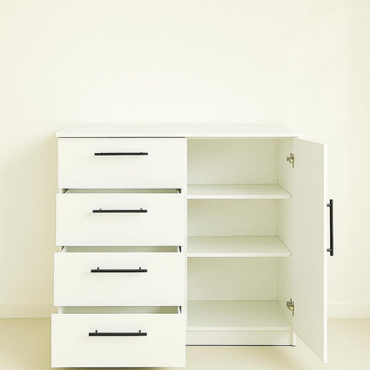 White Wood Dresser - 47" Wide Chest of Drawers for Bedroom