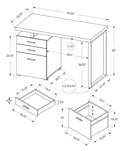 Computer Desk, White & Concrete Laminate - 48"L Storage Desk
