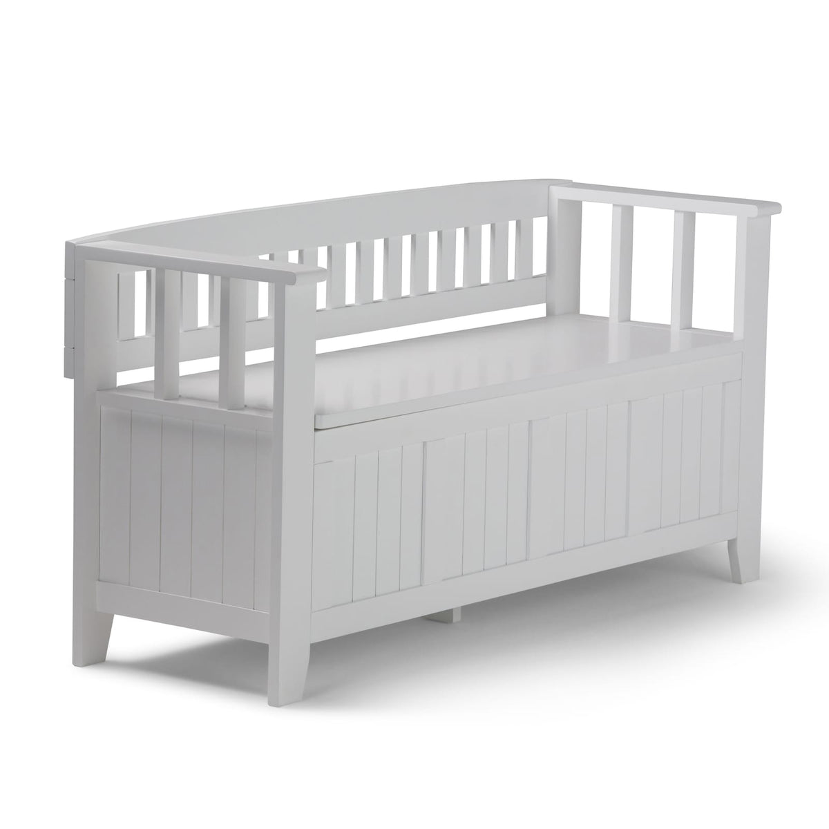 White Wood Entryway Storage Bench - 48" Wide for Living Room