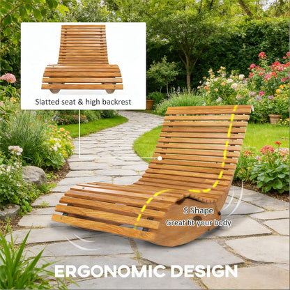 Wooden Rocking Chair - Teak Outdoor Porch Rocker