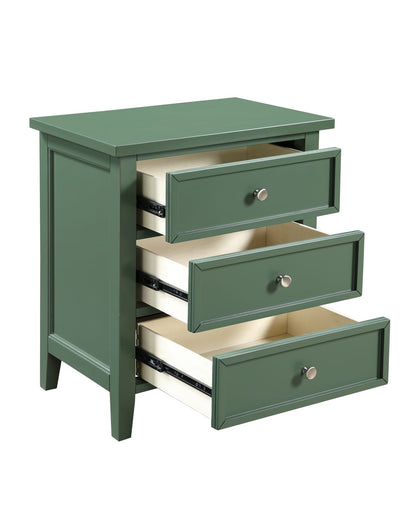 Antique Green 3 Drawer Nightstand - Farmhouse Style