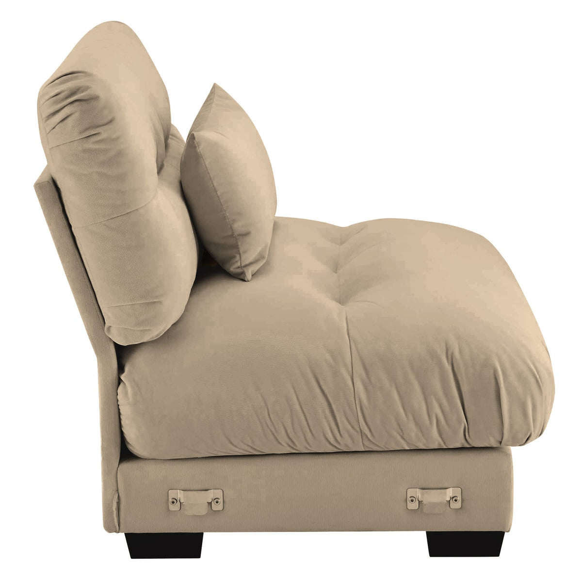Tan Velvet Single Seat Sofa - Cloud Comfort for Living Room