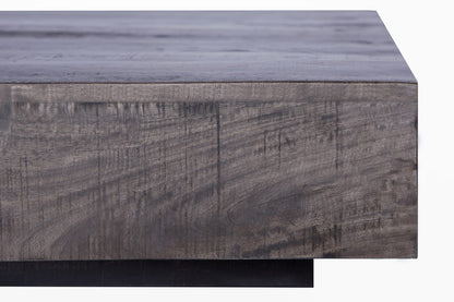 Charcoal Finish Solid Wood Low Profile Rough Coffee Table - 47.24" x 47.24"