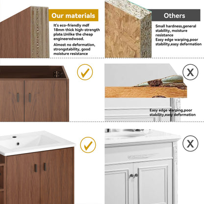 60 inch Reddish Brown Bathroom Vanity with Storage Cabinets