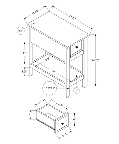 2 Tier Accent Table - Gray Wash MDF Storage Side Table
