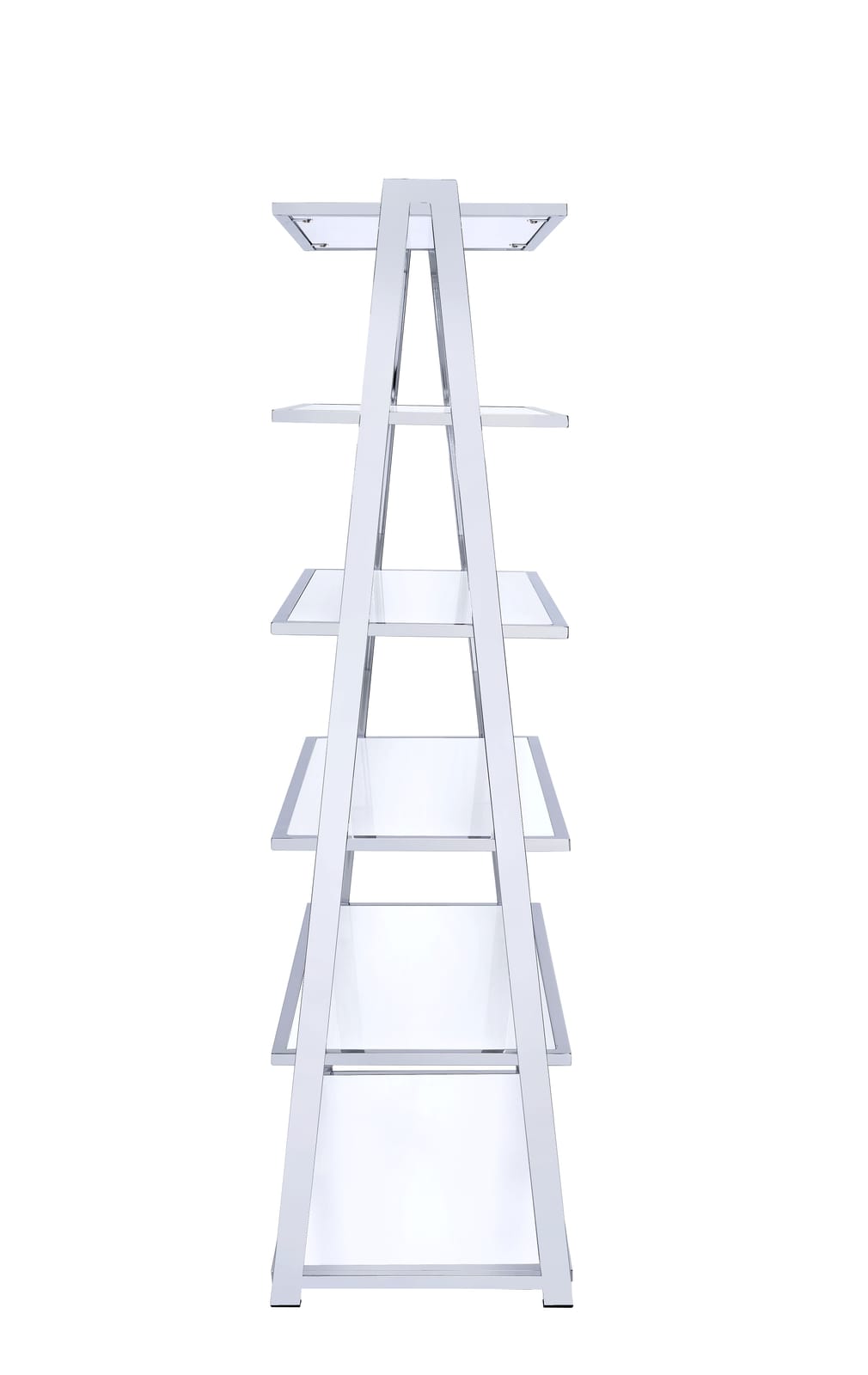 Chrome & White High Gloss Bookshelf - 6 Shelves for Living Room