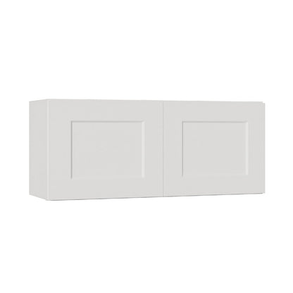 36" White Shaker Wall Cabinet - Solid Wood, Ready to Assemble for Living Room