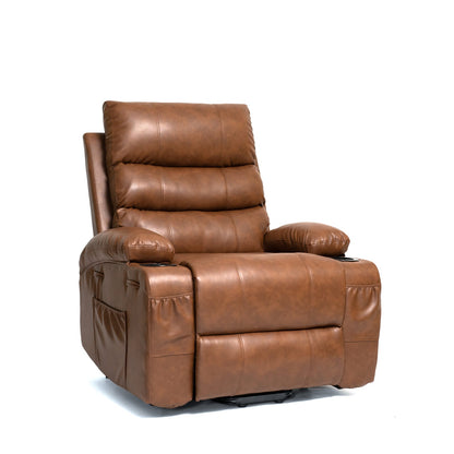 21" Seat Width Power Lift Recliner - Brown PU Comfort