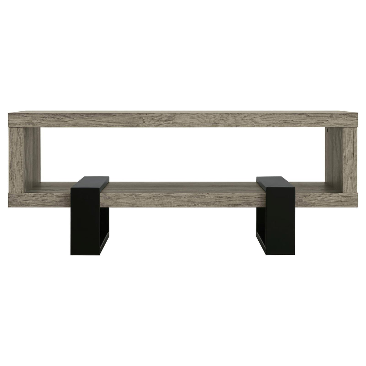 Grey Driftwood 1-Shelf Coffee Table - Modern Storage Table