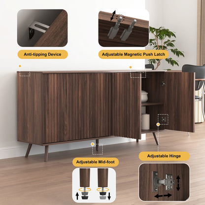 Walnut Sideboard Buffet Cabinet - Long Storage Console