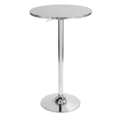 Adjustable Silver Metal Bar Table for Kitchen Storage & Dining Rooms