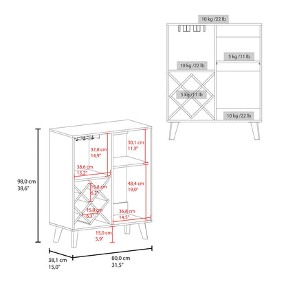 Cave Low Bar Cabinet - Blue Forest, Open Storage for Living Room