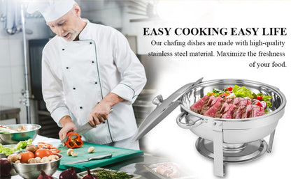 Silver Stainless Steel Catering Chafing Dish Set - 4 Pack