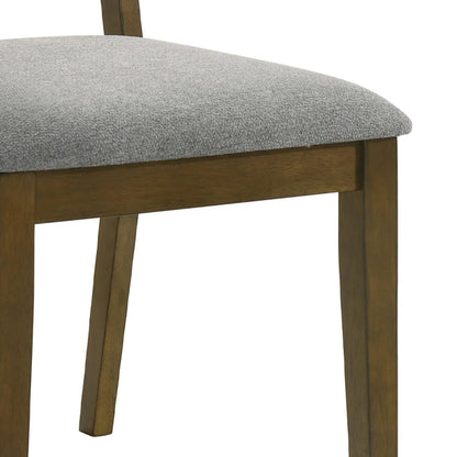 Lyoi Dining Chairs - Light Grey Fabric, Brown Wood Set of 2