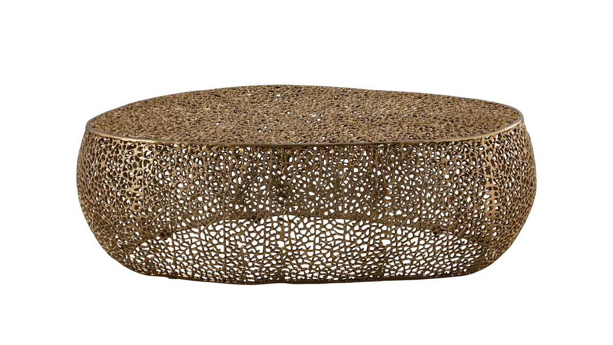 Gold Oval Coffee Table - Modern Aluminium Desk