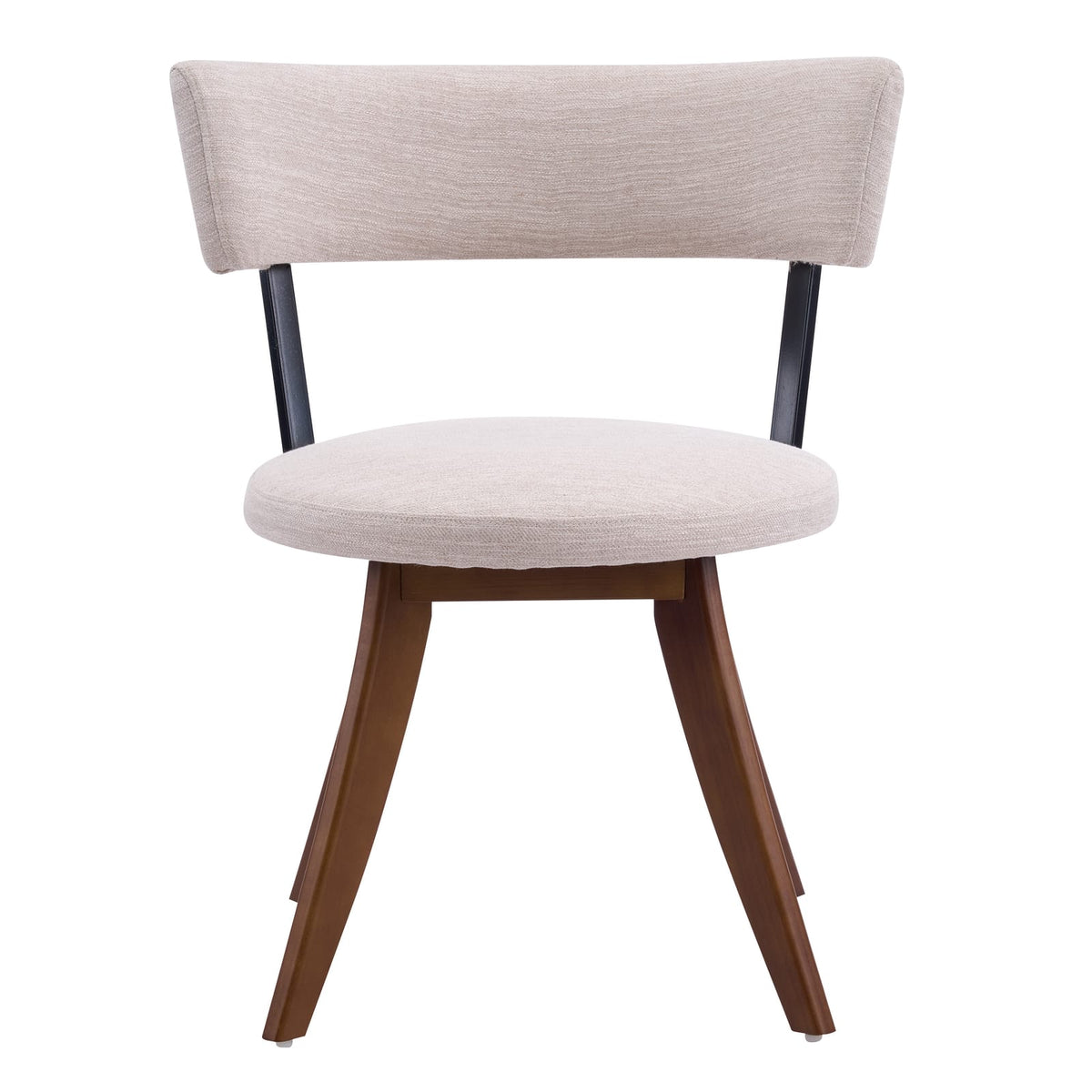 Beige Walnut Dining Chairs Set of 2 - Modern Upholstered Chairs