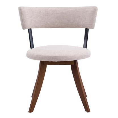 Beige Walnut Dining Chairs Set of 2 - Modern Upholstered Chairs