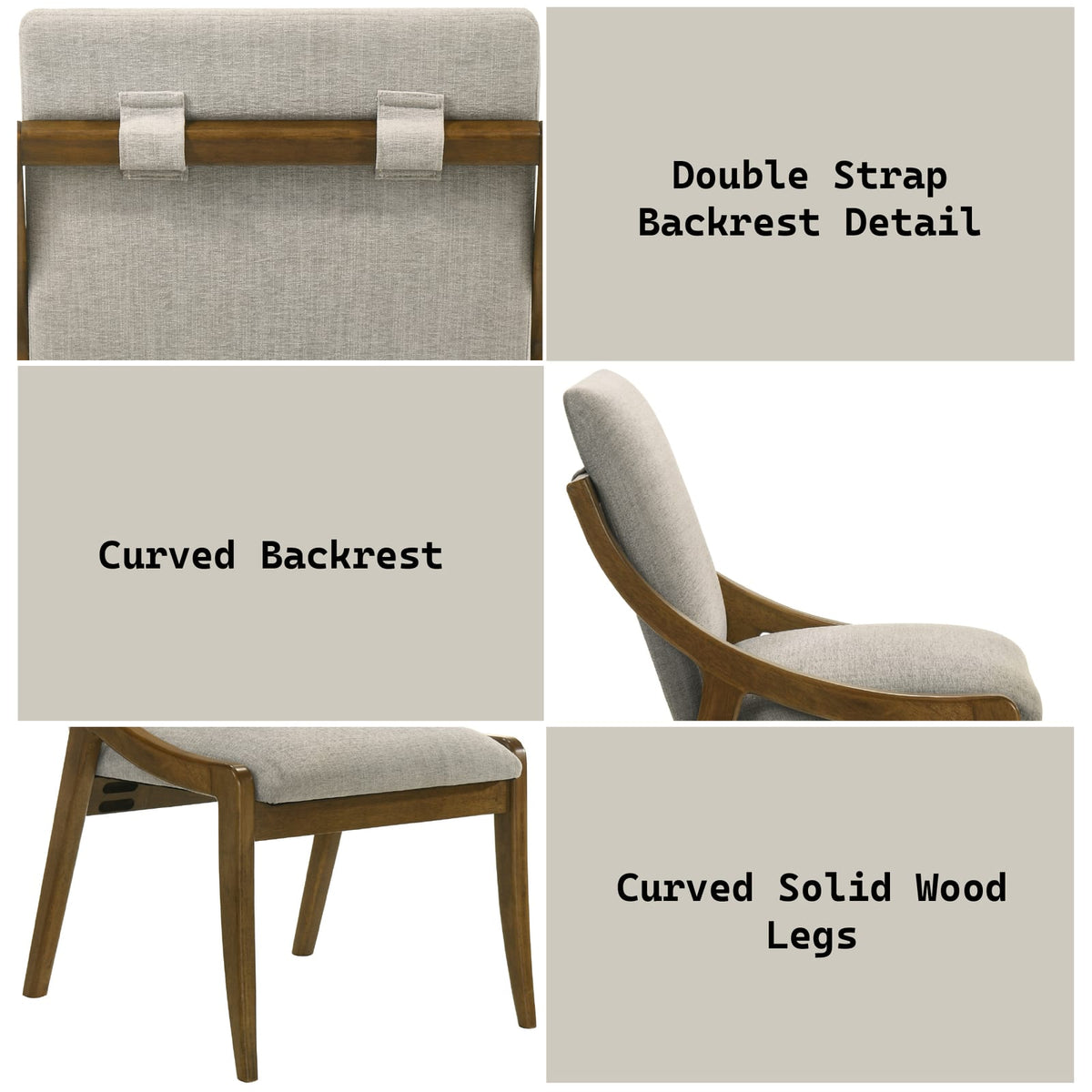 Gray Oak Side Chairs - Set of 2 for Kitchen Dining Rooms