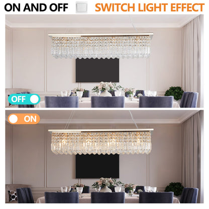 Gold Rectangle Chandelier - Modern Raindrop Lighting