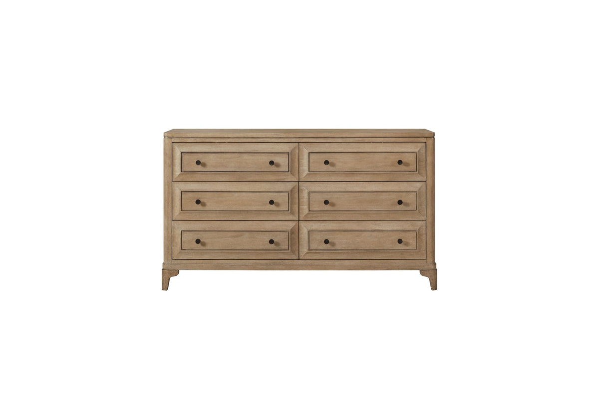 Modern 6 Drawer Dresser Sand Finish - Solid Wood MDF