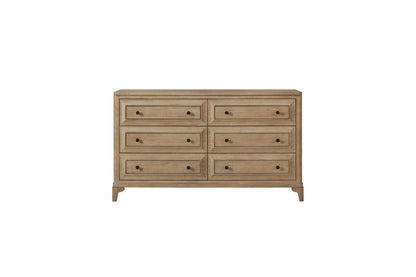 Modern 6 Drawer Dresser Sand Finish - Solid Wood MDF