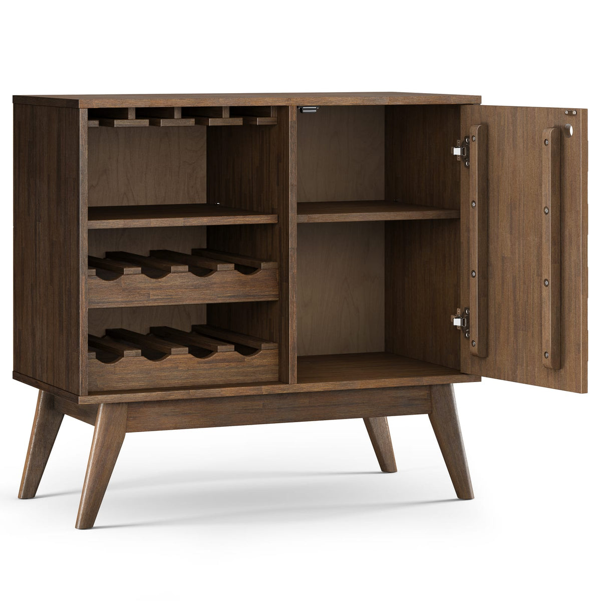 Rustic Acacia Wood Wine Rack for Kitchen Storage and Dining Room