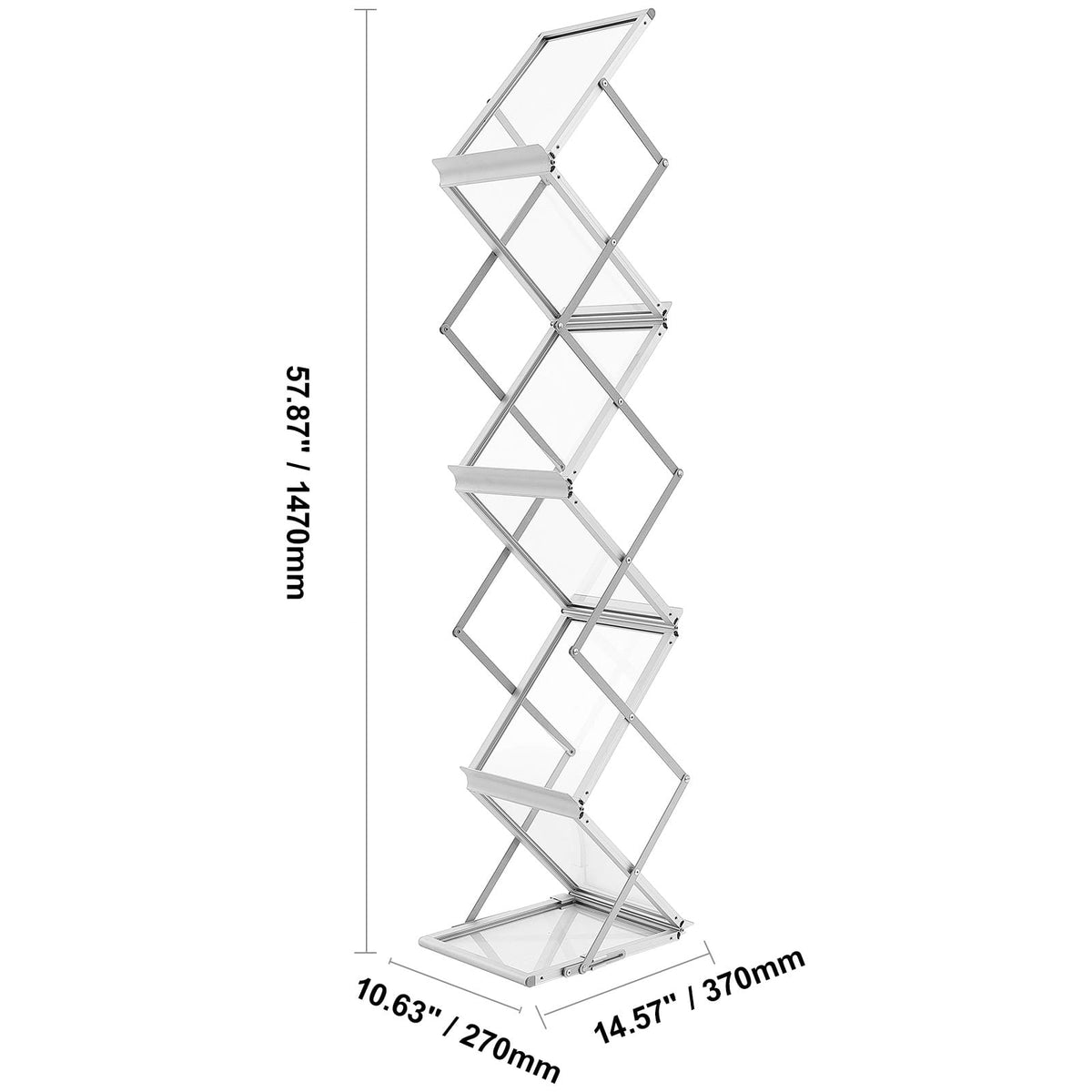 Silver Aluminum Brochure Display Rack with Carrying Bag for Office for Living Room