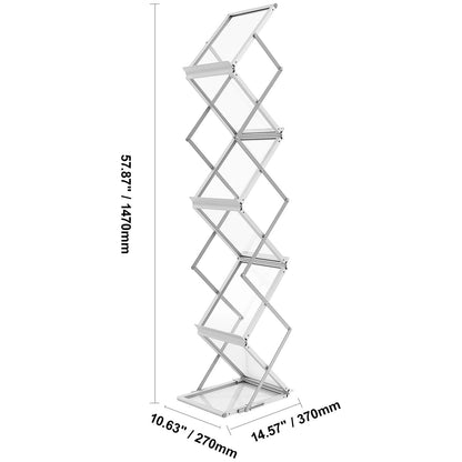Silver Aluminum Brochure Display Rack with Carrying Bag for Office for Living Room