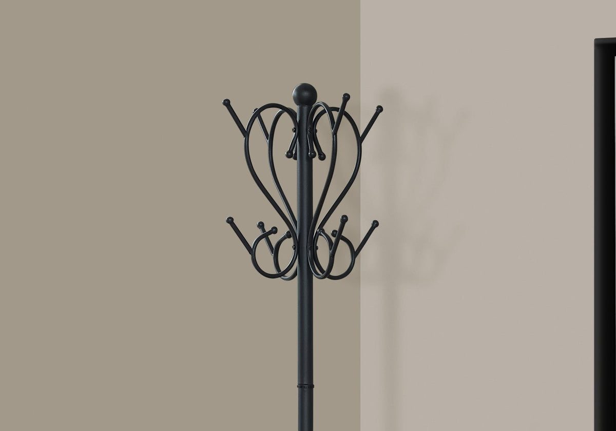 Black Metal Coat Rack with 8 Hooks - Entryway Hall Tree