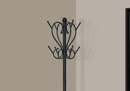 Black Metal Coat Rack with 8 Hooks - Entryway Hall Tree