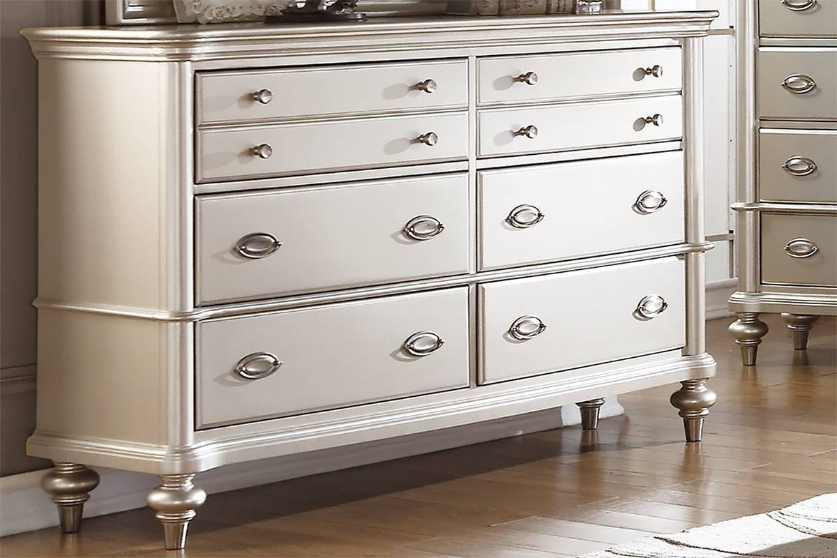Classic Silver Bedroom Dresser - 6 Drawers MDF