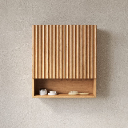 Natural Wood Bathroom Storage Cabinet 26" Wall Mounted
