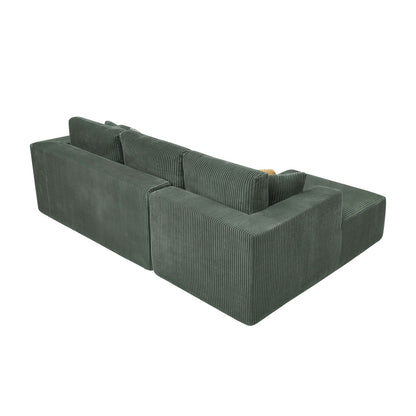 Dark Green 3 Seat Corduroy Sectional Sofa