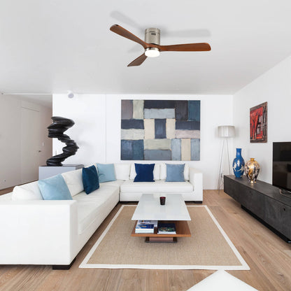 52 Inch Walnut Ceiling Fan with Light - Remote Control
